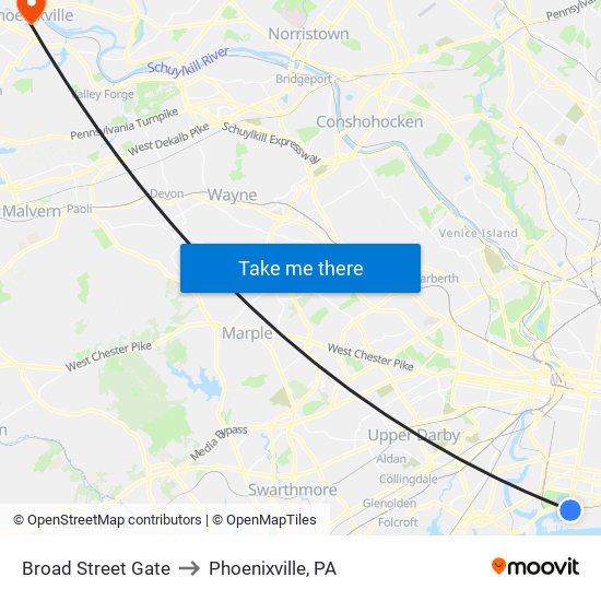 Broad Street Gate to Phoenixville, PA map