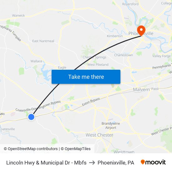 Lincoln Hwy & Municipal Dr - Mbfs to Phoenixville, PA map