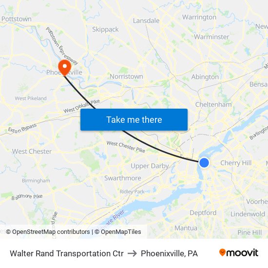 Walter Rand Transportation Ctr to Phoenixville, PA map