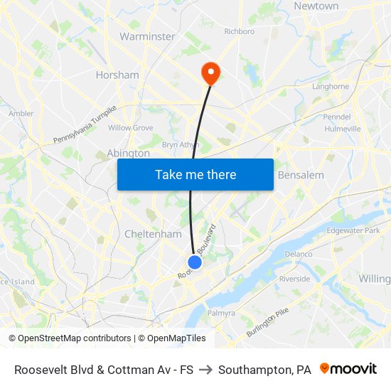 Roosevelt Blvd & Cottman Av - FS to Southampton, PA map