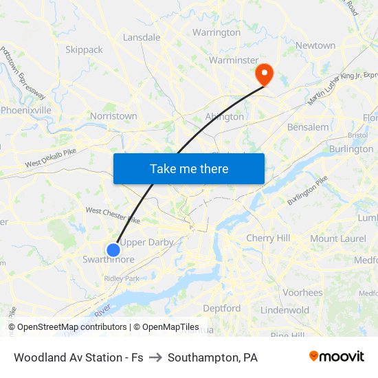 Woodland Av Station - Fs to Southampton, PA map