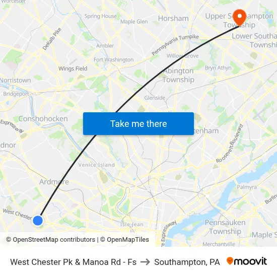 West Chester Pk & Manoa Rd - Fs to Southampton, PA map