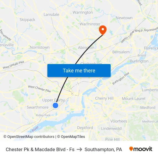 Chester Pk & Macdade Blvd - Fs to Southampton, PA map