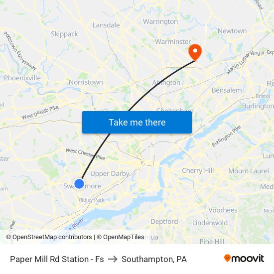 Paper Mill Rd Station - Fs to Southampton, PA map