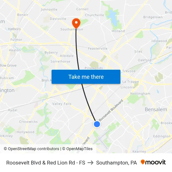Roosevelt Blvd & Red Lion Rd - FS to Southampton, PA map