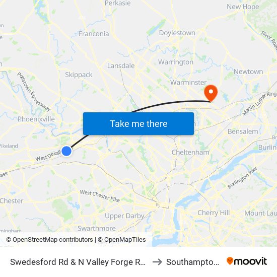 Swedesford Rd & N Valley Forge Rd - Mbfs to Southampton, PA map