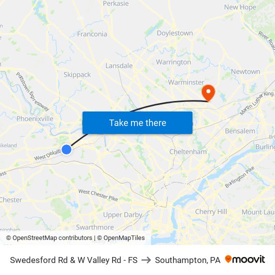 Swedesford Rd & W Valley Rd - FS to Southampton, PA map