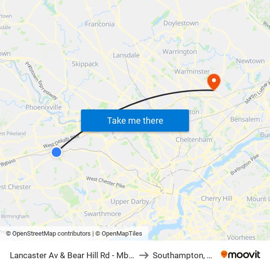 Lancaster Av & Bear Hill Rd - Mbfs to Southampton, PA map