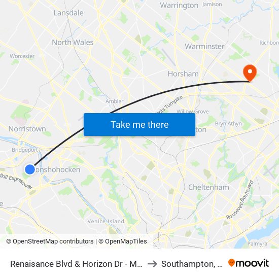 Renaisance Blvd & Horizon Dr - Mbns to Southampton, PA map