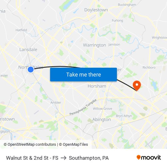 Walnut St & 2nd St - FS to Southampton, PA map