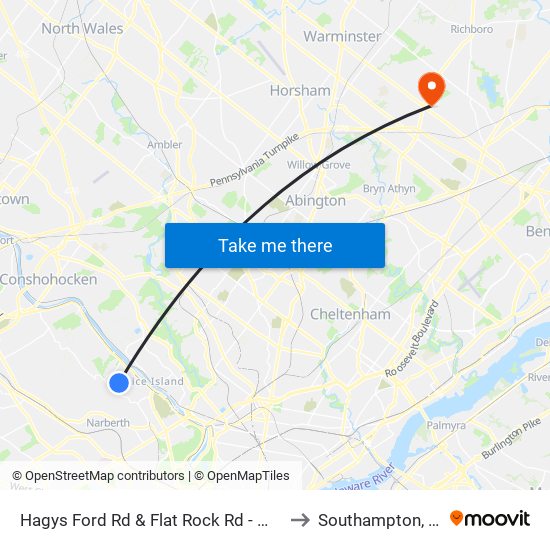 Hagys Ford Rd & Flat Rock Rd - Mbfs to Southampton, PA map
