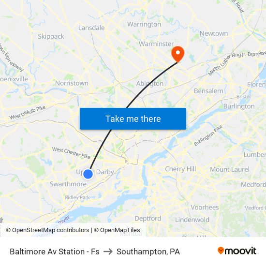 Baltimore Av Station - Fs to Southampton, PA map
