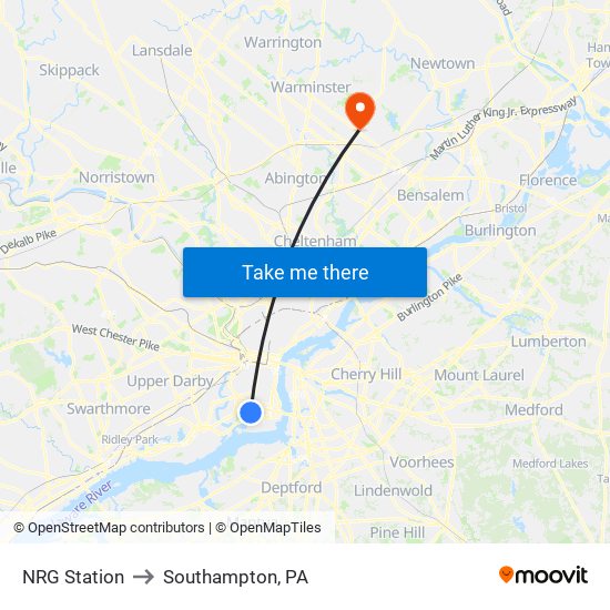 NRG Station to Southampton, PA map