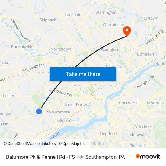 Baltimore Pk & Pennell Rd - FS to Southampton, PA map