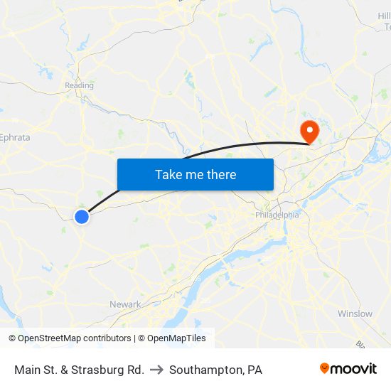 Main St. & Strasburg Rd. to Southampton, PA map