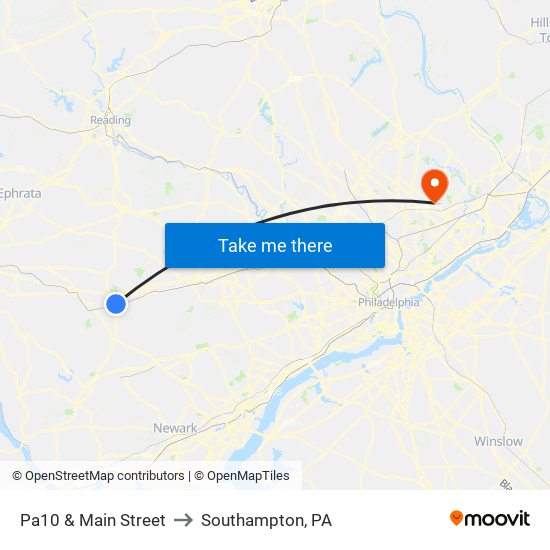 Pa10 & Main Street to Southampton, PA map