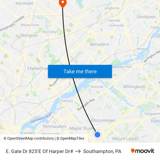 E. Gate Dr 825'E Of Harper Dr# to Southampton, PA map