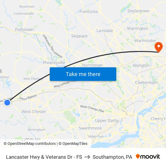 Lancaster Hwy & Veterans Dr - FS to Southampton, PA map
