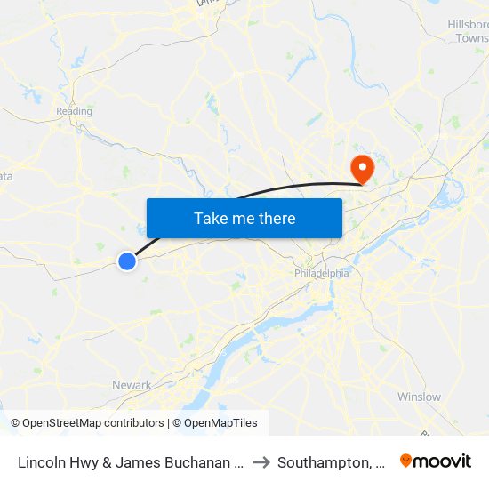 Lincoln Hwy & James Buchanan Dr to Southampton, PA map