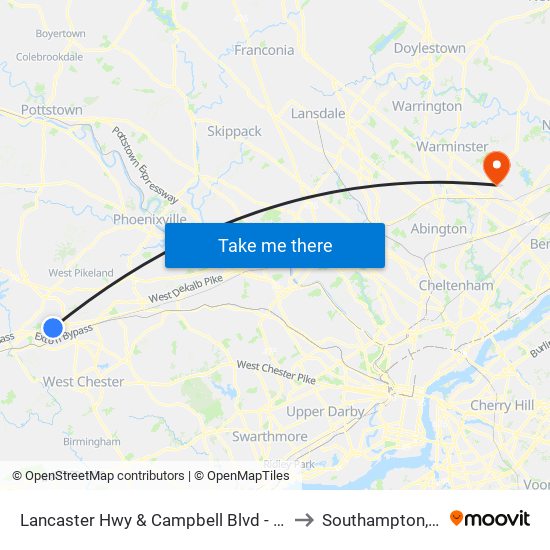Lancaster Hwy & Campbell Blvd - Mbfs to Southampton, PA map
