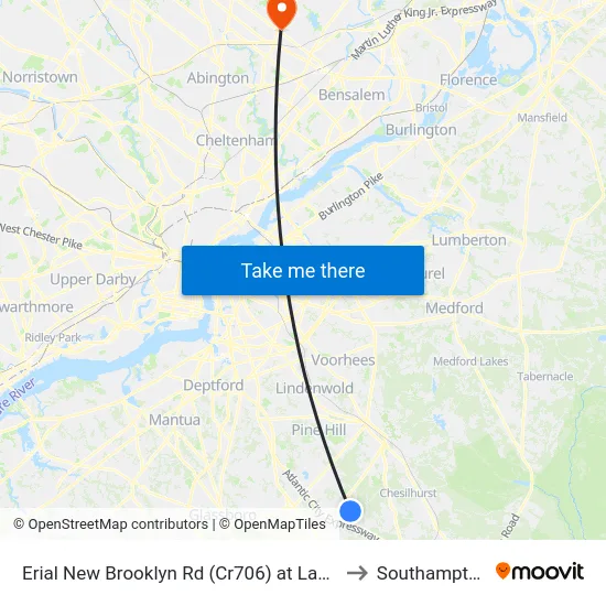 Erial New Brooklyn Rd (Cr706) at Lampart Avenue to Southampton, PA map