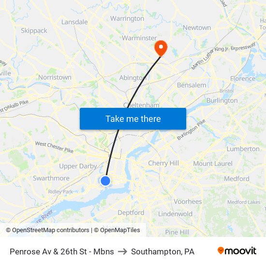 Penrose Av & 26th St - Mbns to Southampton, PA map