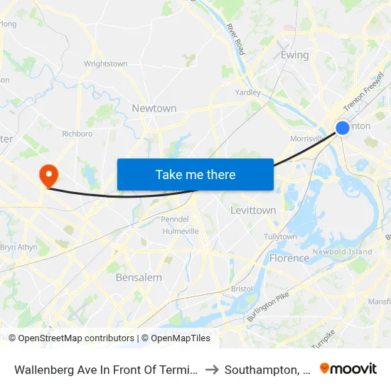 Wallenberg Ave In Front Of Terminal to Southampton, PA map