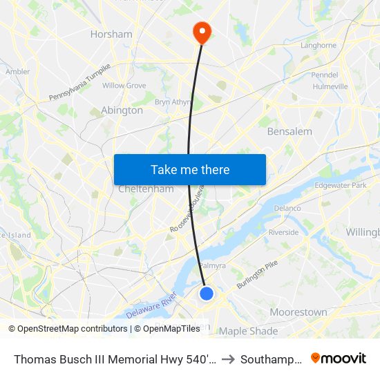 Thomas Busch III Memorial Hwy 540'N Of National H# to Southampton, PA map