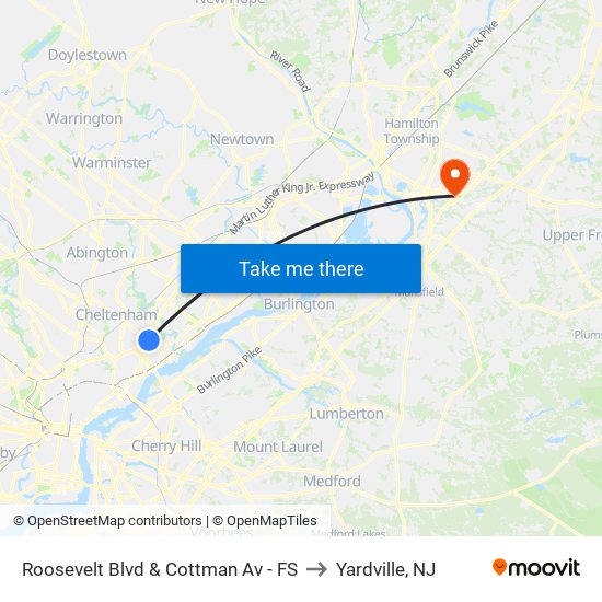 Roosevelt Blvd & Cottman Av - FS to Yardville, NJ map