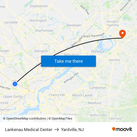 Lankenau Medical Center to Yardville, NJ map