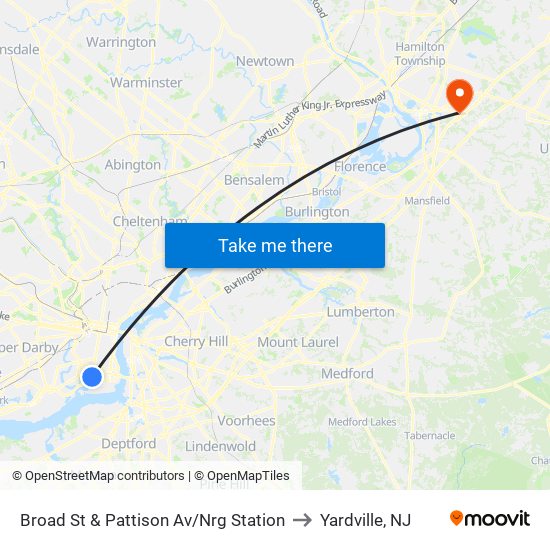 Broad St & Pattison Av/Nrg Station to Yardville, NJ map