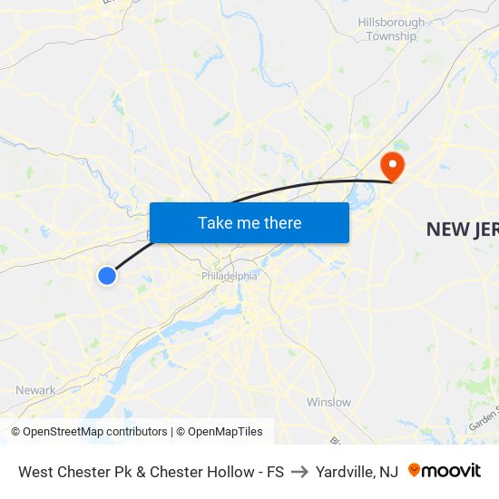 West Chester Pk & Chester Hollow - FS to Yardville, NJ map