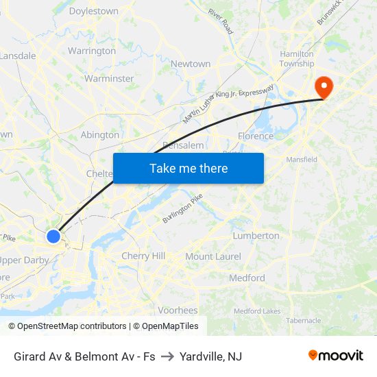 Girard Av & Belmont Av - Fs to Yardville, NJ map