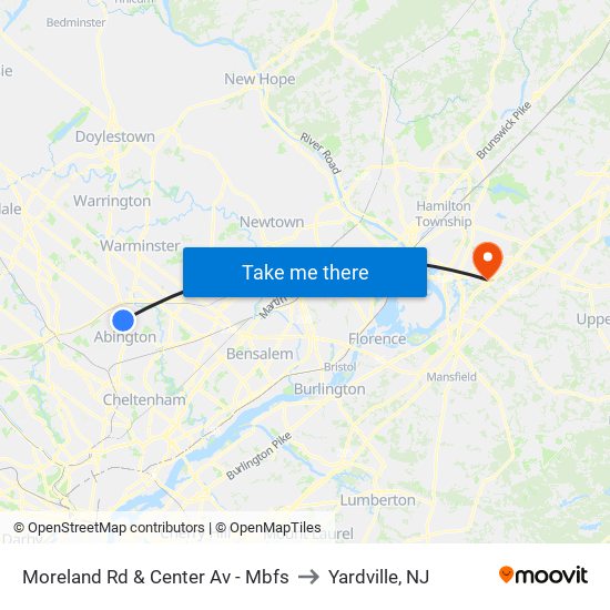 Moreland Rd & Center Av - Mbfs to Yardville, NJ map