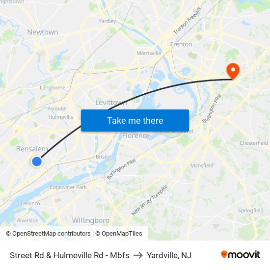 Street Rd & Hulmeville Rd - Mbfs to Yardville, NJ map