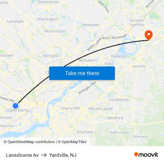 Lansdowne Av to Yardville, NJ map