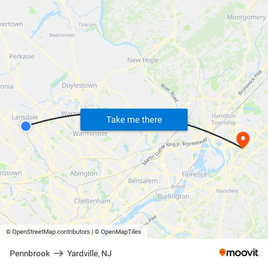 Pennbrook to Yardville, NJ map