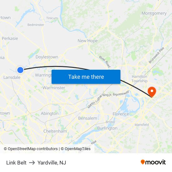 Link Belt to Yardville, NJ map