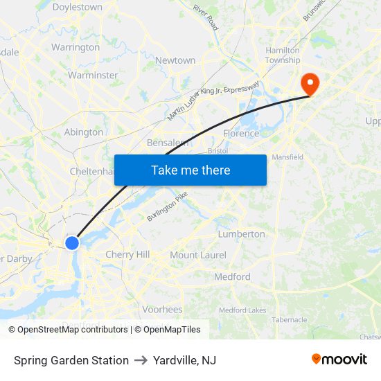 Spring Garden Station to Yardville, NJ map