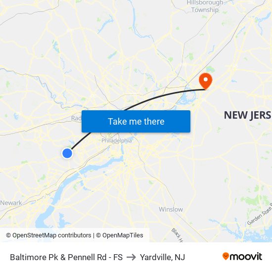 Baltimore Pk & Pennell Rd - FS to Yardville, NJ map