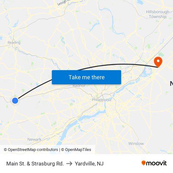 Main St. & Strasburg Rd. to Yardville, NJ map