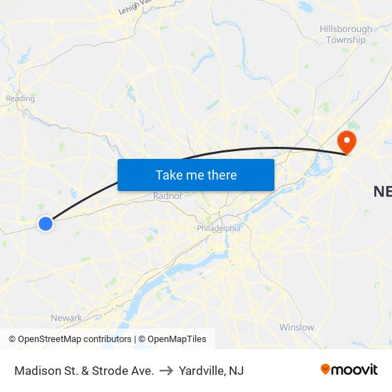 Madison St. & Strode Ave. to Yardville, NJ map