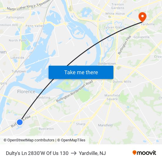 Dulty's Ln 2830'W Of Us 130 to Yardville, NJ map