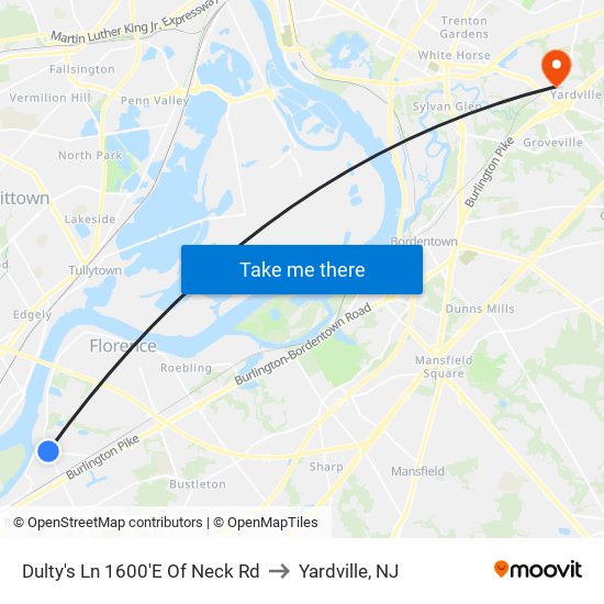 Dulty's Ln 1600'E Of Neck Rd to Yardville, NJ map