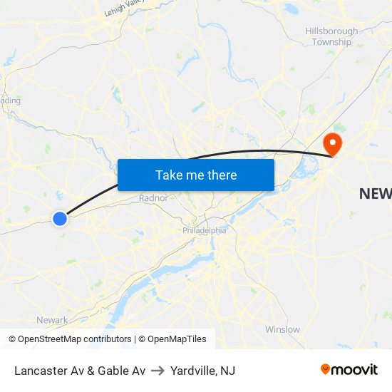 Lancaster Av & Gable Av to Yardville, NJ map