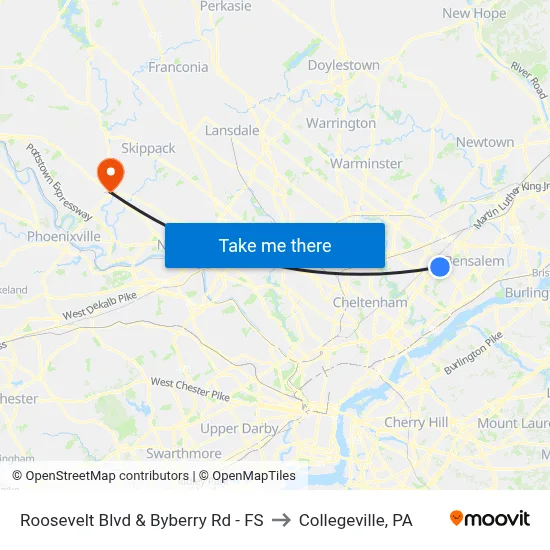 Roosevelt Blvd & Byberry Rd - FS to Collegeville, PA map