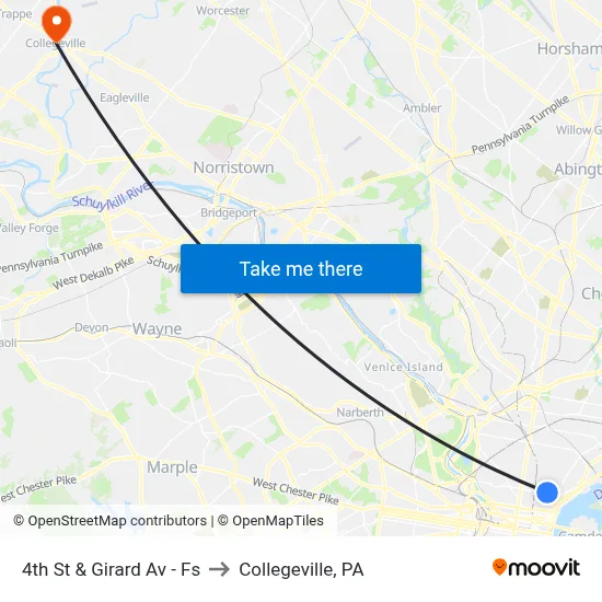 4th St & Girard Av  - Fs to Collegeville, PA map