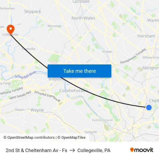 2nd St & Cheltenham Av - Fs to Collegeville, PA map
