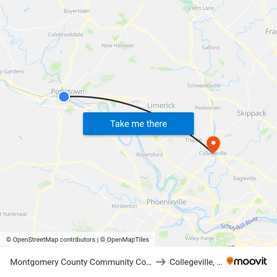 Montgomery County Community College to Collegeville, PA map