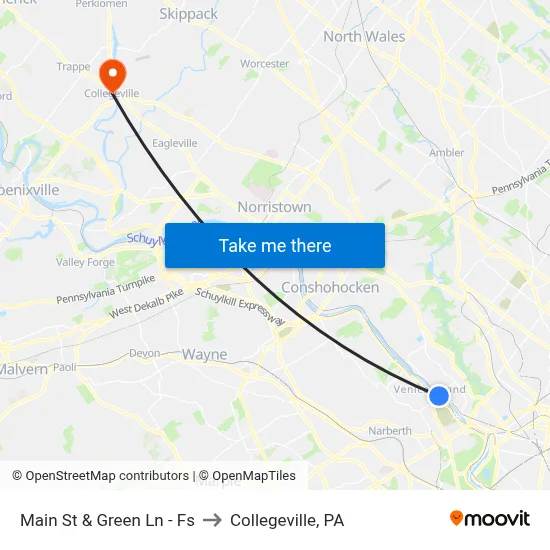 Main St & Green Ln - Fs to Collegeville, PA map